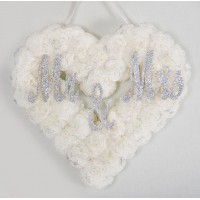 Wedding wreath Wedding decor White heart wreath Mr and Mrs wreath White wreath   372402072361
